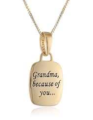 Sterling Silver with Yellow Gold Flashed "Grandma, Because Of You, I Have Memories To Last A Lifetime" Reversible Pendant Necklace , 18"