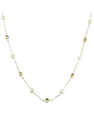 Sterling Silver Chain, Freshwater Pearl and 7 Station Citrine Cabochon Necklace
