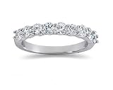 0.90 Prong Set 9 Stone Diamond Wedding Band in Platinum