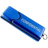 4GB Mini Flash Drive USB 2.0 Blue Metal Engraved Confidential
