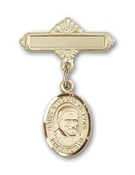 Gold Filled Baby Badge with St. Vincent de Paul Charm and Polished Badge Pin