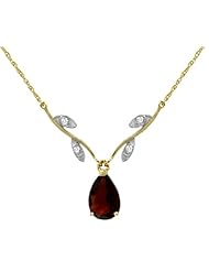 14K Gold Drop Necklace with Genuine Diamonds & pear-shaped Natural Garnet