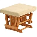 Stork Craft Matching Ottoman For Sleigh Glider in Oak With Beige Cushion