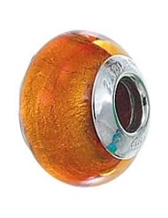Genuine Zable (TM) Product. 925 Sterling Silver Orange (November) Murano Glass Bead Charm. 100% Satisfaction Guaranteed.