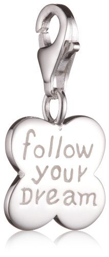 Vinani Damen-Charm Blume gl&auml;nzend Schriftzug follow your dream 925 Sterlingsilber HFYD Preisvergleich