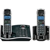 GE Dect 6.0 Digital Dual Keypad 2-Handset Black Cordless Phone with Goog-411 and Digital Answering System (28851FE2)