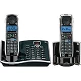 GE Dect 6.0 Digital Dual Keypad 2-Handset Black Cordless Phone with Goog-411 and Digital Answering System (28851FE2)