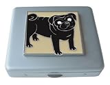 Black Pug Mirror Pill Box