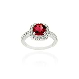 318UMc1p0BL. SL160  Sterling Silver Garnet Diamond Accent Square Ring