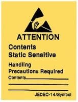 3M Black on Yellow Rectangle Write-On Static Warning Label - 4.6 in Width - 6.4 in Height - Printed Text = ATTENTION STATIC-SENSTIVE DEVICES HANDLE ONLY AT STATIC WORK STATIONS - 34835 [PRICE is per ROLL]