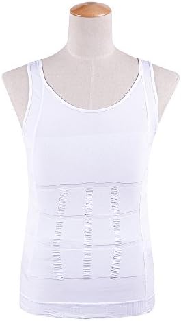 Men's Shaper Slimming Undershirts T-shirt Elastic Body Sculpting Vest (X-Large, White)