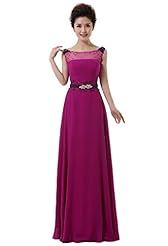 Chiffon/Polyester/Rayon/Viscose Scoop Neck Beaded Bridesmaid Dress 