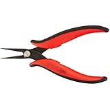 Hakko CHP PN-2005 Long-Nose Pliers, Pointed Nose, Flat Outside Edge, Serrated Jaws, 32mm Jaw Length, 1.2mm Nose Width, 3mm Thick Steel
