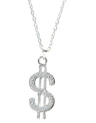 com Silver Costume Pimp Gangsta Gangster Dollar Necklace Clothing Friendship Pewter Yin Yang Pendants on Ball Chain Necklaces Jewelry