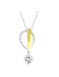 Tutone Raindrop CZ Pendant Necklace