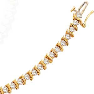 14K Yellow Gold Diamond Tennis Bracelet