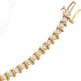 14kt Yellow Gold Wavy Diamond Tennis Bracelet by Jewelry Days