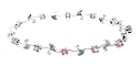 14k White Gold Pink Sapphire and Diamond Floral Bracelet, 7"