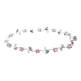 14k White Gold Pink Sapphire and Diamond Bracelet, 7" by 