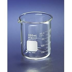 Pyrex Griffin Low Form 400mL Beaker, Graduated, 6/pk