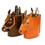 VANCA Craft Leather Desk Eyeglasses Holder * HORSE HEAD BROWN *