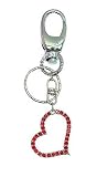 Key Chain / Purse Clip - K15 - Crystal Open Heart ~ Red