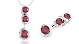Round Cut Garnet Three-Stone Pendant Sterling Silver