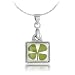 Chuvora Real Irish Four Leaf Clover, Symbol of Good Luck, Small Square Pendant Necklace