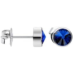 6mm Bezel September Birthstone Stud Earrings