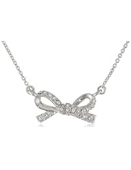 kate spade new york Skinny Mini Pave Mini Bow Clear, Silver Colored Pendant Necklace, 16"