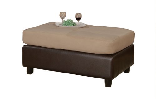 Comfortable Ottoman with Microfiber Plush and Faux Leather in Hazelnut Color #PD F71695 318VnjaeyqL Comfortable Ottoman with Microfiber Plush and Faux Leather in Hazelnut Color #PD F71695