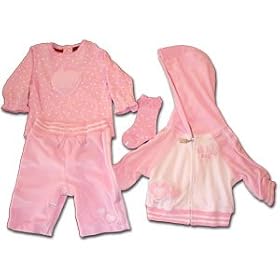 US Polo Newborn 4-pc Gift Box Set (Pink Velour)