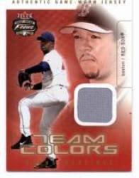 2003 Fleer Focus JE Team Colors Game Jersey #PM Pedro Martinez - Boston Red Sox (Piece of Authentic Game-Worn Jersey) (Baseball Cards)