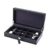 Larger sized black leather storage box (watches, cufflinks, rings etc) from Wolf Designs Vicci collection