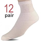 White Ankle Diabetic Socks, 12 Pair, Size 10-13