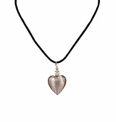 Necklace - N155 - Murano Style Glass - Heart Shape ~ Lt. Amethyst