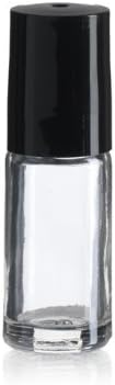 Essential Oil Bottles for Aromatherapy Oils- 1/6 Roller Bottles with Clear Glass and Metal Rollers (Pack of 24)