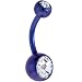 Solid TITANIUM Dark Blue DOUBLE GEM Belly Ring