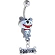 Dog of Glee 3-D Hand Painted I Don't Care Dangle Belly Ring