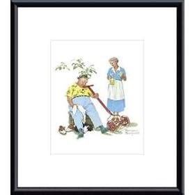 Cool Aid by Norman Rockwell 9.00X8.50 Framed with Black Metal Frame