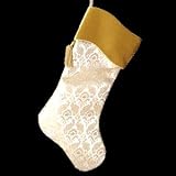 20 White and Gold Metallic Damask Christmas Stocking
