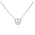Sparkling Sterling Silver Petite CZ Peace Sign Necklace