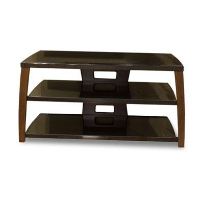 New-TV Stand-Walnut&BlackGlass - XII42W