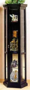 Black Lacquer Finish Curio With Lights