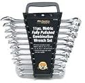 Wilmar W1062 11 Piece Metric Polished Combo Wrench Set with Rack