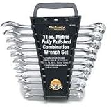 Wilmar W1062 11 Piece Metric Polished Combo Wrench Set with Rack