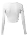 Doublju Basic Long Sleeve Crop Top for Women with Plus Size White Large
