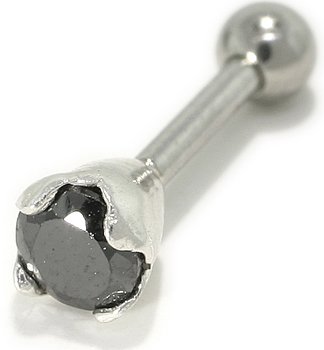 925 Sterling Silver Round Cut ONYX BLACK Cubic Zirconia Cartilage Earring Stud 18G
