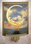 Mermaid and the Moon Color Lithophane Curved Porcelain Night Light - David Delamare Art