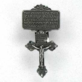 Cast Pewter Crucifix in Case of Accident Visor Clip